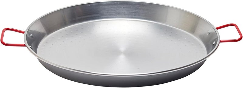 Garcima La Ideal 12317 46cm Polished Steel Paella Pan with Red Handles - Image 1